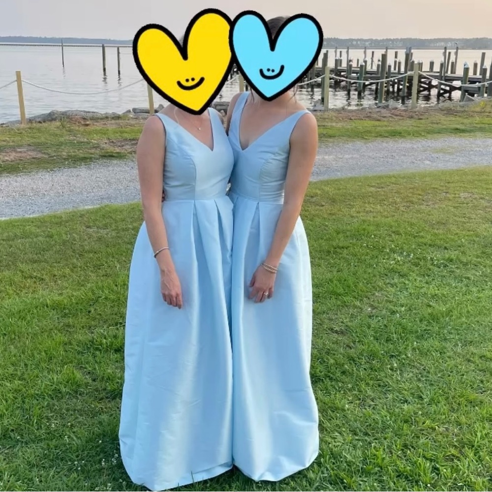 LulaKate Harper Dress with Dahlia Skirt in Shantung - color Sky - Size 0